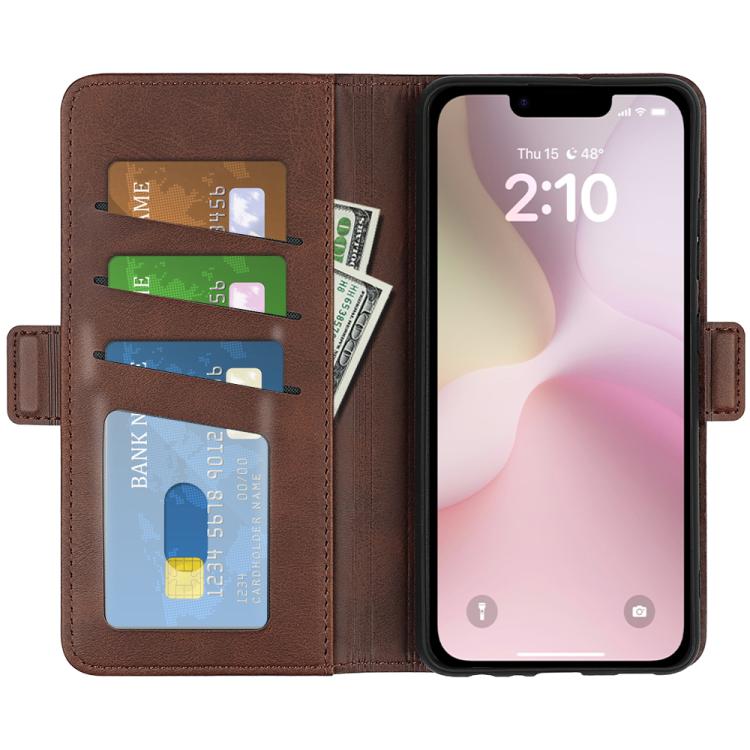 Funda de Cuero con Tapa Horizontal y Hebilla Magnética para iPhone 16E (Marrón)