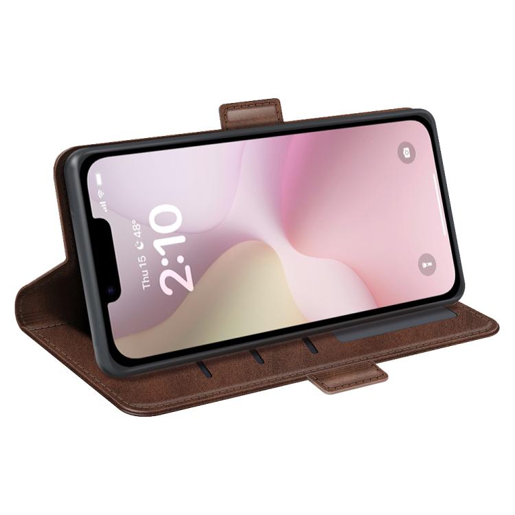 Funda de Cuero con Tapa Horizontal y Hebilla Magnética para iPhone 16E (Marrón)