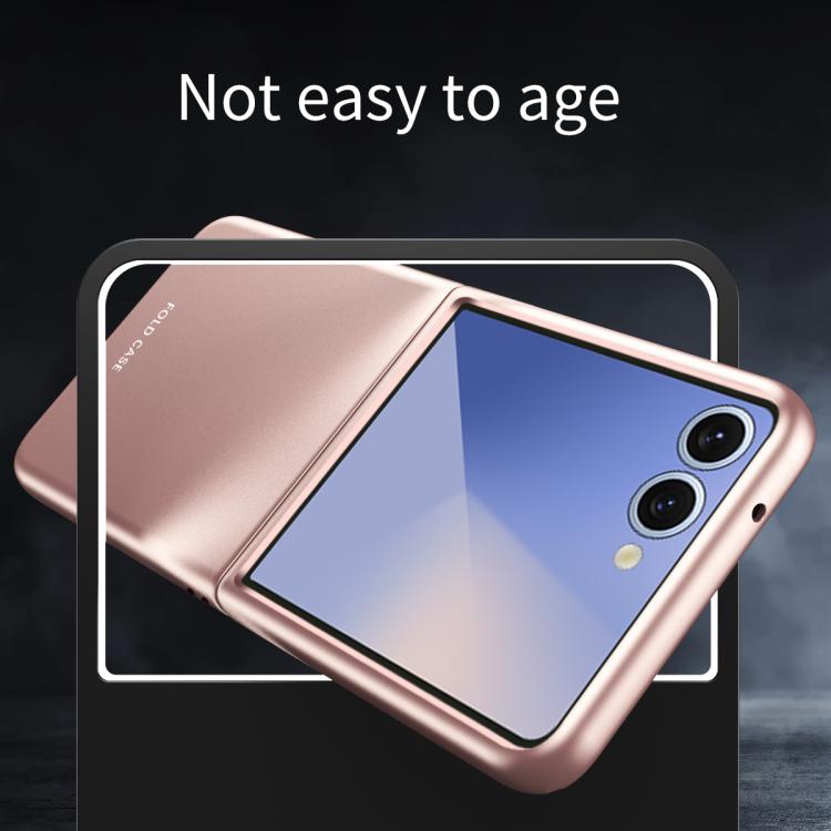 Funda de PC galvanizada con tacto suave y antigolpes para Samsung Galaxy Z Flip7 5G (rosa)