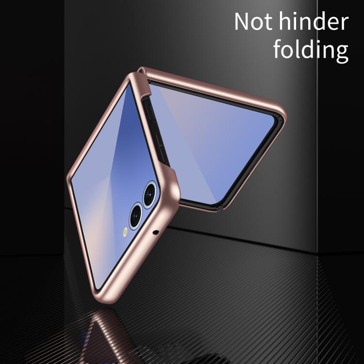 Funda de PC galvanizada con tacto suave y antigolpes para Samsung Galaxy Z Flip7 5G (rosa)