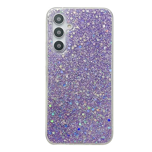 Estuche para Teléfono Samsung Galaxy A05S TPU Epoxi con Lentejuelas Brillantes (Púrpura)