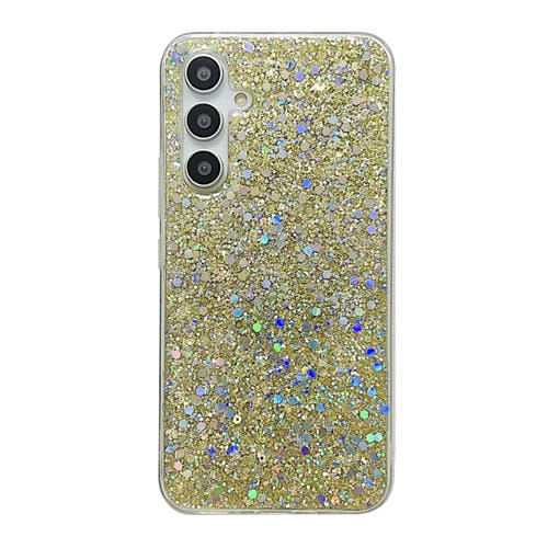 Estuche para Teléfono Samsung Galaxy A35 TPU Epoxi con Lentejuelas Brillantes (Dorado)