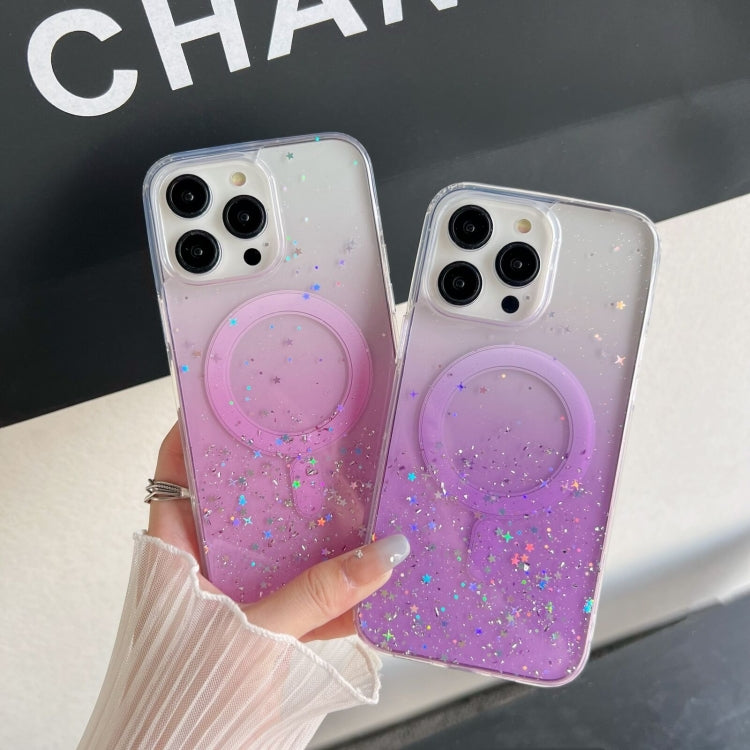 Funda híbrida de TPU transparente con purpurina MagSafe para iPhone 16 Plus (blanca)