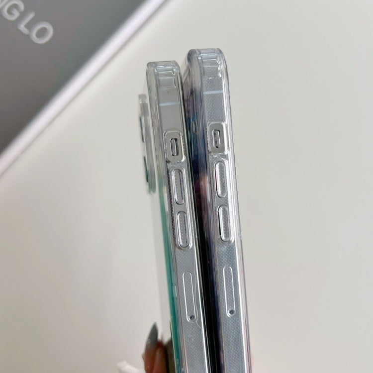 Funda híbrida de TPU transparente con purpurina MagSafe para iPhone 16 Plus (negra)