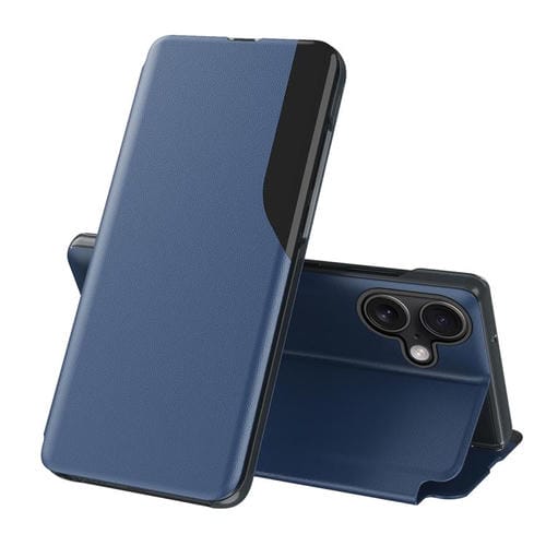 Funda de cuero con tapa y pantalla lateral para iPhone 17 (azul)