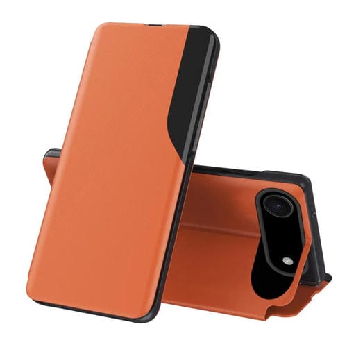 Funda de cuero con tapa y pantalla lateral para iPhone 17 Air (naranja)