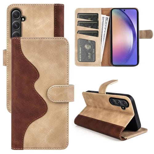 Funda de Teléfono Samsung Galaxy A35 Cuero Tapa Horizontal Costura (Amarillo)