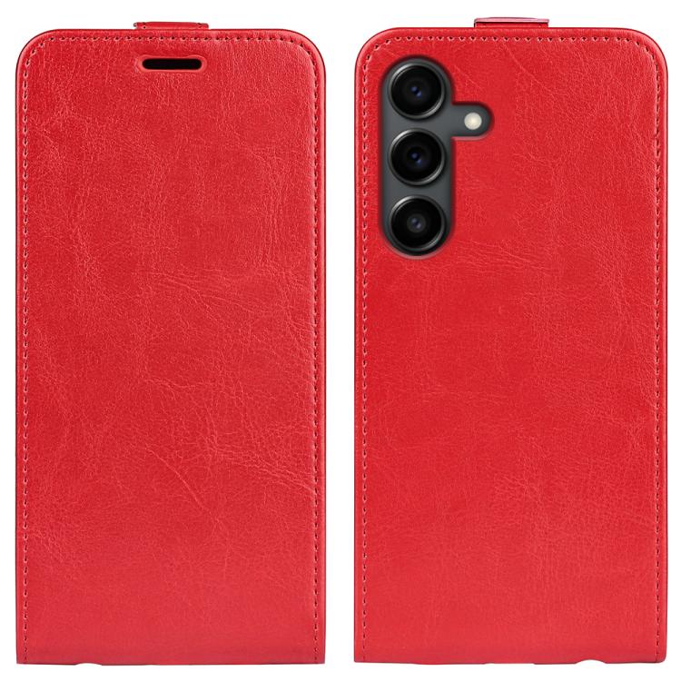 Funda de cuero con tapa vertical y textura R64 para Samsung Galaxy S25 FE 5G (rojo)