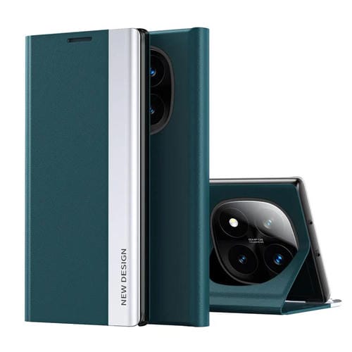 Funda de Cuero con Adsorción Lateral Galvanizada para Xiaomi Redmi Note 14 Pro+ 5G (Verde)