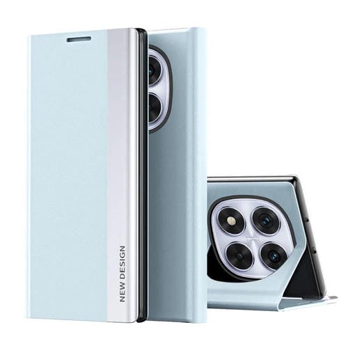 Funda de Cuero con Adsorción Lateral Galvanizada para Xiaomi Redmi Note 14 Pro 5G (Azul)