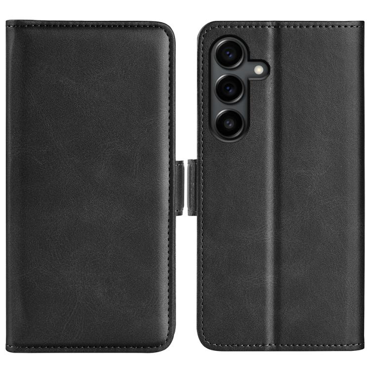 Funda de cuero con tapa horizontal y hebilla magnética de doble cara para Samsung Galaxy S25 FE 5G (negra)