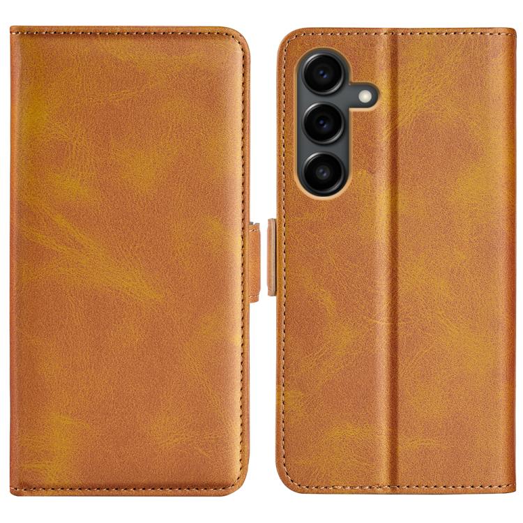 Funda de cuero con tapa horizontal y hebilla magnética de doble cara para Samsung Galaxy S25 FE 5G (amarilla)