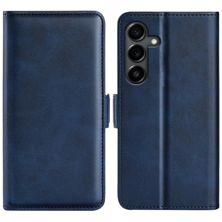 Funda de cuero con tapa horizontal y hebilla magnética de doble cara para Samsung Galaxy S25 FE 5G (azul oscuro)