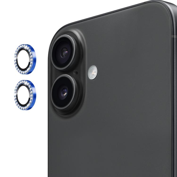 ENKAY AR - Lente de cámara con anillo de diamante individual antirreflejo y película completa para iPhone 17 (azul marino)
