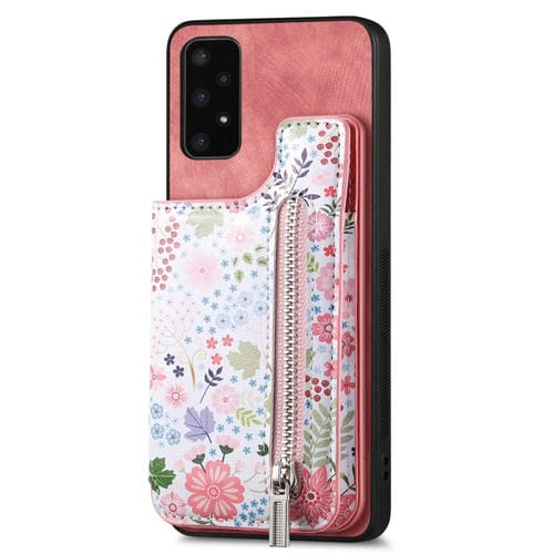 Funda Trasera para Samsung Galaxy A33 5G con Billetera y Cremallera Pintada Retro (Rosa)