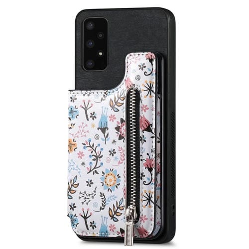 Estuche para Teléfono Samsung Galaxy A33 5G con Billetera con Cremallera Pintada Retro (Negro)