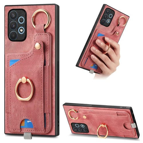 Funda para Teléfono Samsung Galaxy A13 4G con Bolsa para Tarjeta y Anillo (Rosa)