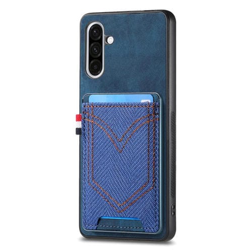 Funda para Samsung Galaxy A36 5G Piel Textura Vaquera Ranura para Tarjetas (Azul)
