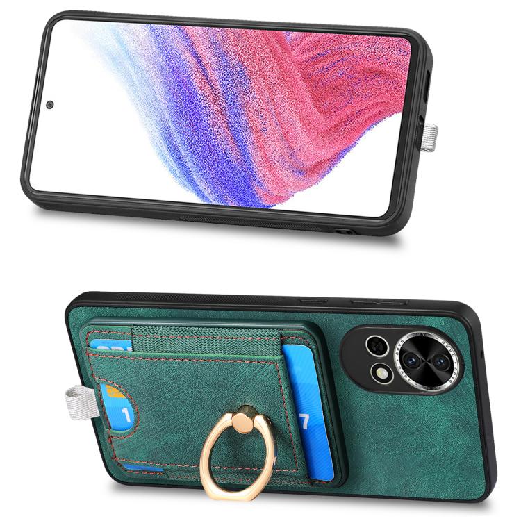 Funda de Cuero con Tarjetero Magnético Divisible para Huawei Nova 13 Pro (Verde)