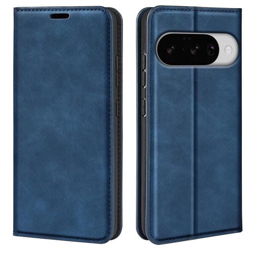 Funda de Cuero con Ventosa Magnética para Google Pixel 10/10 Pro (Azul Oscuro)