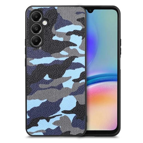 Funda para Teléfono Samsung Galaxy A05S Parte Trasera Cuero Camuflaje Retro (Azul)