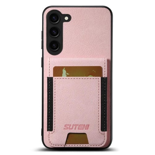 Funda para Teléfono Suteni H03 Samsung Galaxy S22 + 5G con Soporte para Tarjeta Cuero Litchi (Rosa)
