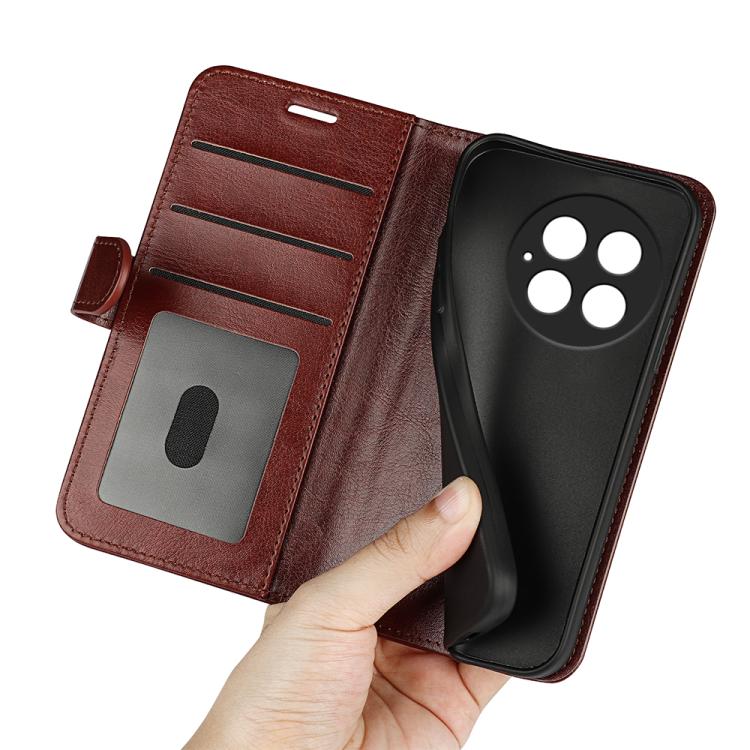 Funda de Cuero con Tapa Horizontal Textura R64 para OnePlus 13 (Marrón)