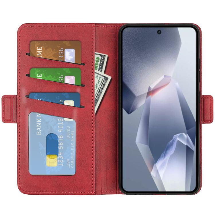 Funda de Cuero para OnePlus Ace 5 Pro con Tapa Horizontal y Hebilla Magnética de Doble Cara (Rojo)