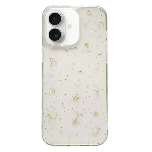 Funda de Teléfono TPU Epoxi Purpurina Luna y Estrellas iPhone 16 Plus (Transparente)