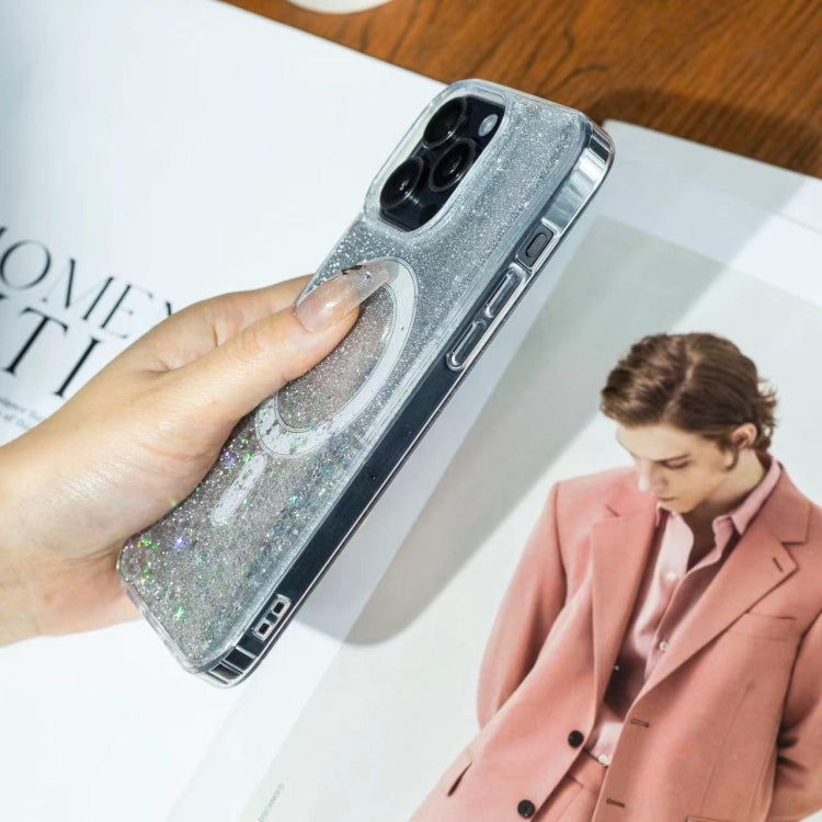 Funda MagSafe con purpurina y estrellas para iPhone 16 Plus (rosa degradado)