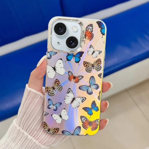 Funda para Teléfono iPhone 15 Mariposa Láser Galvanizada (Ab1) - MOVILSTORE