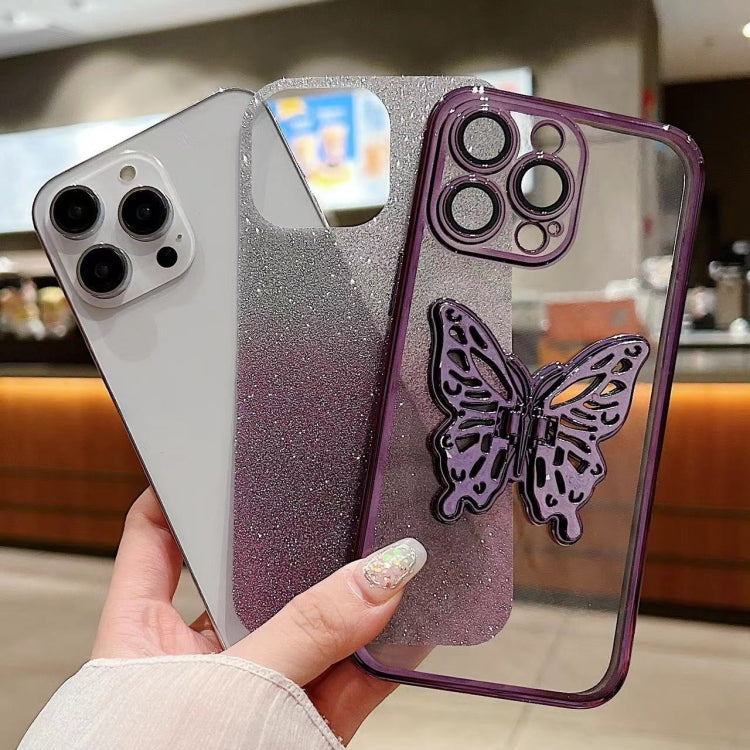Estuche para teléfono TPU iPhone 15 Mariposa 3D Brillo Degradado Galvanizado (Azul Degradado) - MOVILSTORE