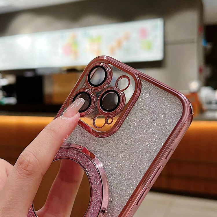 Funda para Teléfono iPhone 15 Magsafe con Soporte Espejo Plateado y Brillo Degradado (Gris) - MOVILSTORE