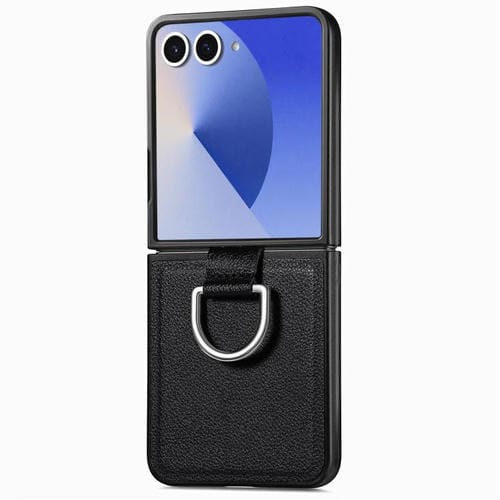 Funda de cuero con textura de lichi para Samsung Galaxy Z Flip7 5G (negro)