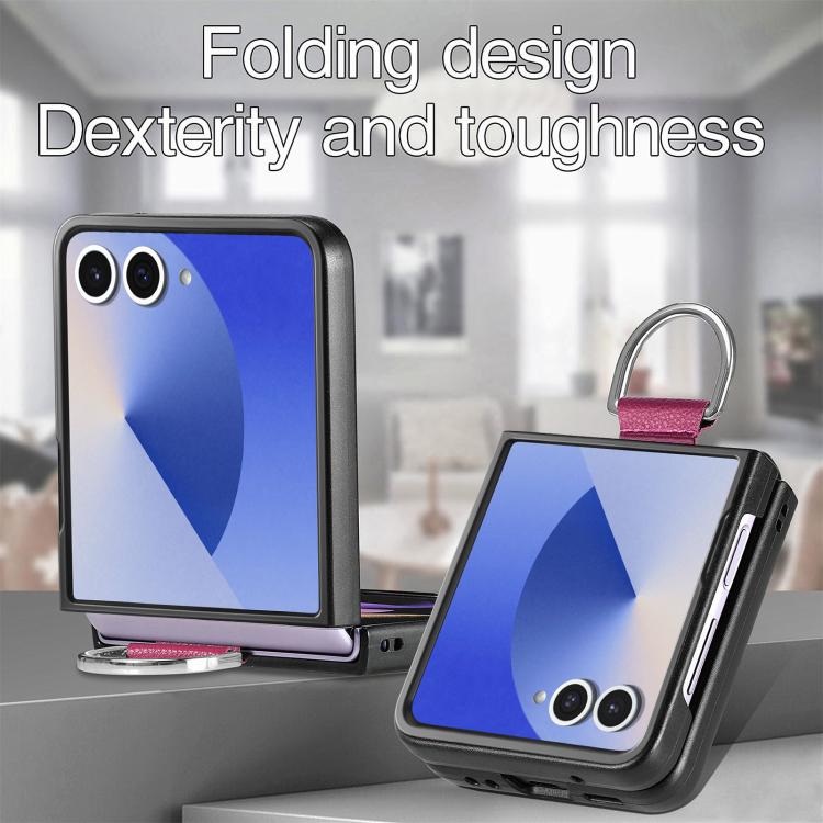 Funda de cuero con textura de lichi para Samsung Galaxy Z Flip7 5G (morado)