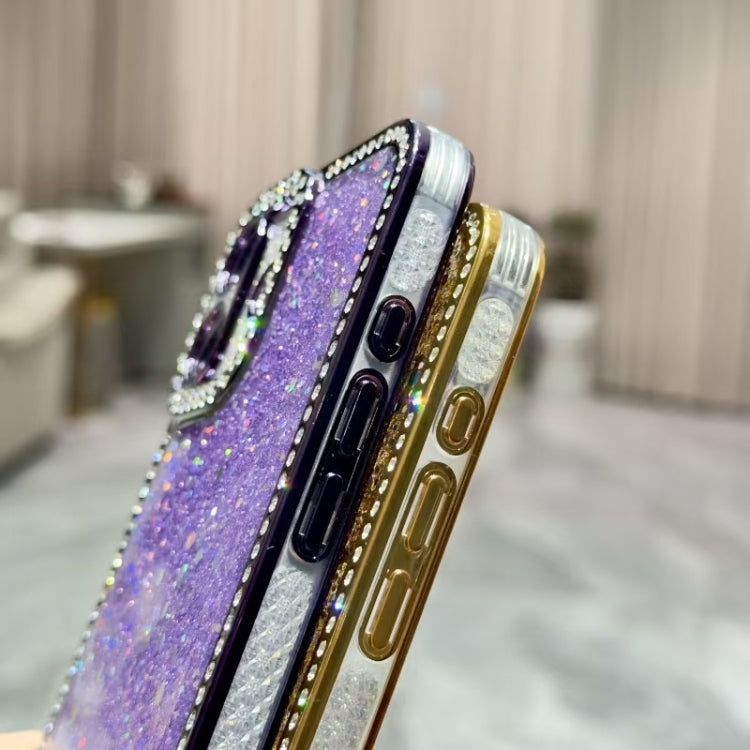 Funda de TPU con lentejuelas brillantes y diamantes para iPhone 16e (plateada)