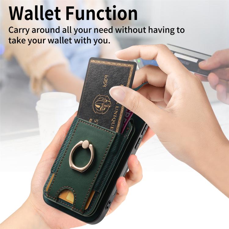 Funda de Cuero para iPhone 16E con Soporte Magnético Divisible y Estilo Retro (Verde)