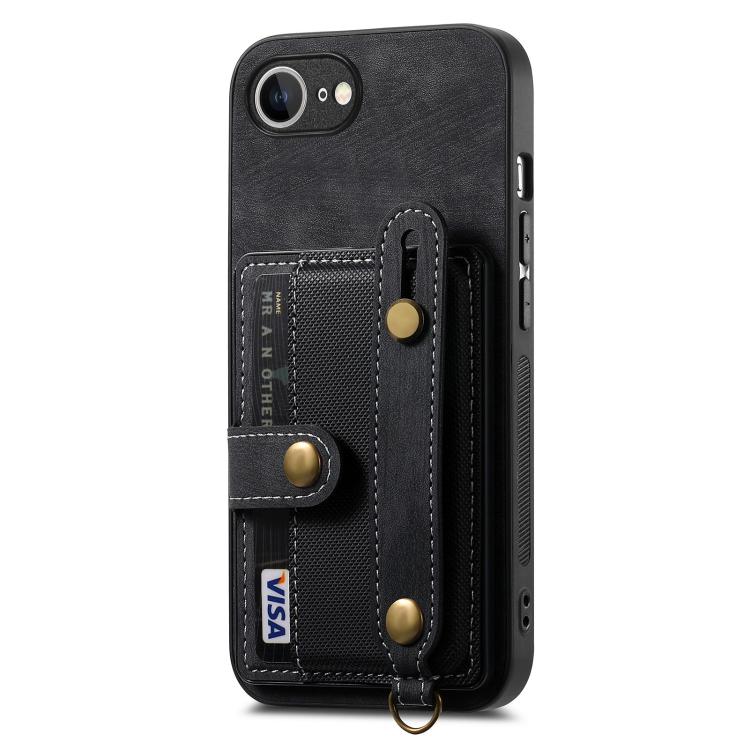 Funda Tipo Billetera Cuero con Correa Cruzada para iPhone 16E (Negro)