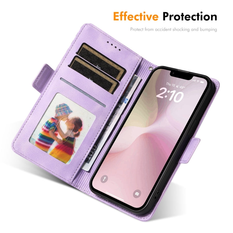 Funda de Cuero Enkay para iPhone 16E Estampado Rombos y Estrellas con Película Protectora (Marrón)