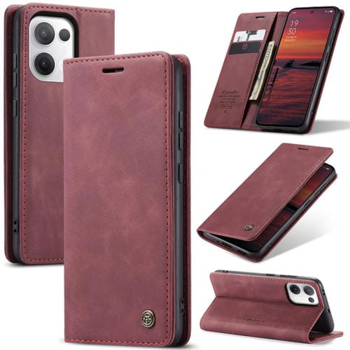 Funda de Cuero con Tapa Horizontal Multifuncional Caseme 013 para Oppo Reno13 Global (Roja)