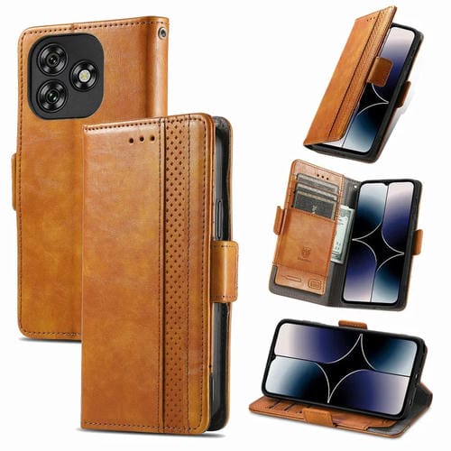 Funda de Cuero con Hebilla Magnética Doble para Teléfono Oukitel C53 (Caqui)
