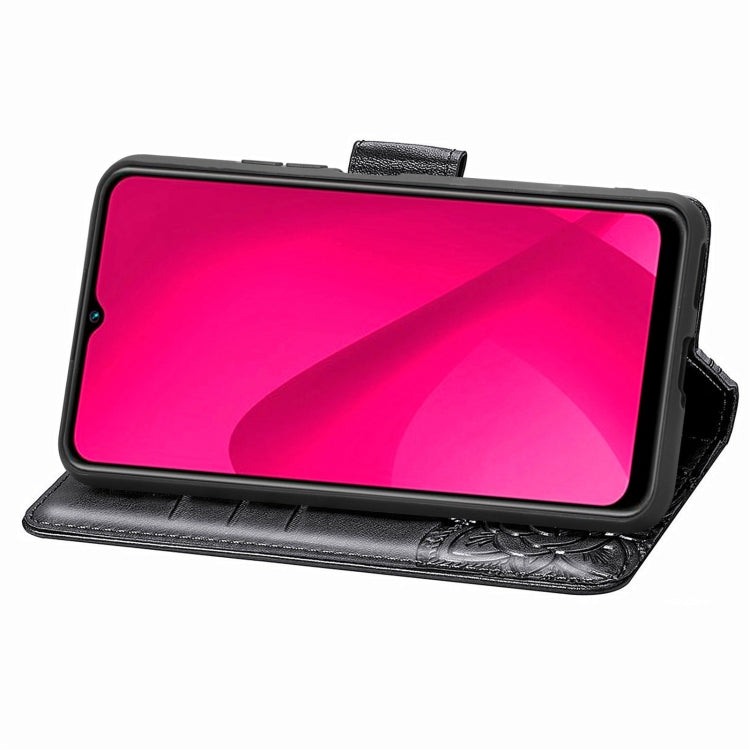 Funda de Cuero con Relieve de Mariposa y Flor para Oukitel C53 (Negro)