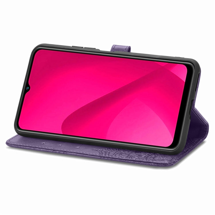 Funda de Cuero con Relieve Flor de Mandala para Teléfono Oukitel C53 (Morado)