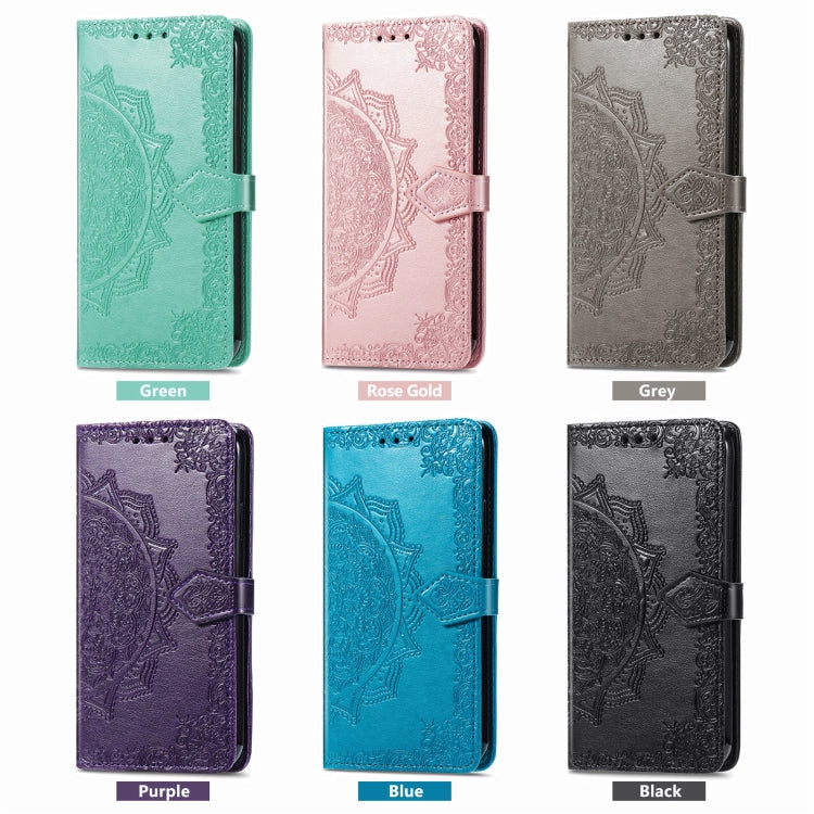 Funda de Cuero con Relieve Flor de Mandala para Teléfono Oukitel C53 (Morado)