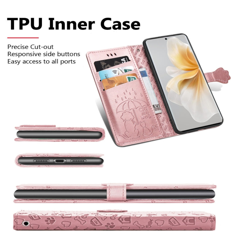 Funda de Cuero Nxtpaper con Relieve de Gato y Perro para TCL 50 Pro (Azul)