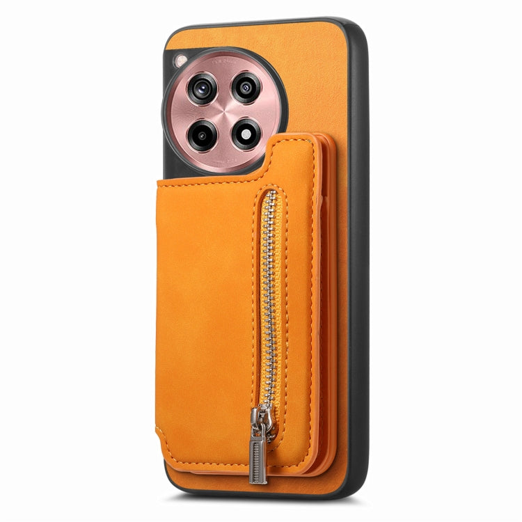 Funda para Teléfono OnePlus Nord Ce4/Ace 3V con Cremallera y Tarjetero Estilo Retro (Amarillo)