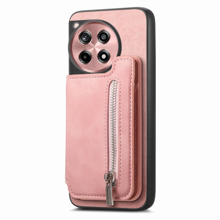 Funda para Teléfono OnePlus Nord Ce4 Ace 3V con Cremallera Retro Magsafe (Rosa)