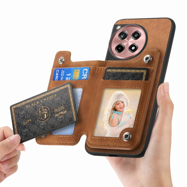 Funda para Teléfono OnePlus Nord Ce4 Ace 3V con Cremallera y Tarjetero Retro (Marrón)