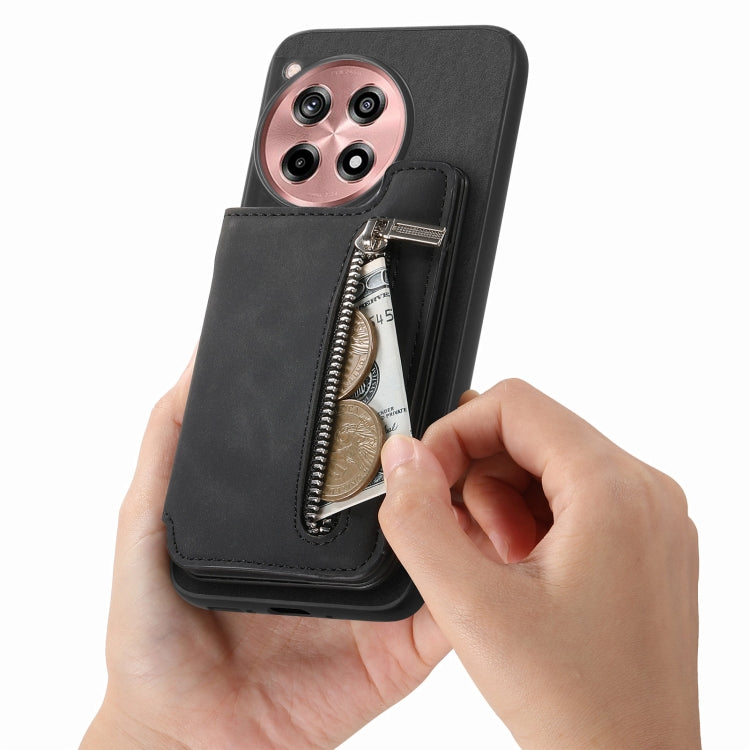Funda para Teléfono OnePlus Ace 3 5G/12R 5G con Cremallera Magsafe Retro (Negra)