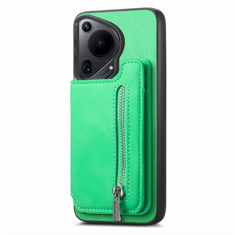 Funda para Huawei Nova 13 Pro con Cremallera Magsafe, Tarjetero y Funda Trasera (Verde)